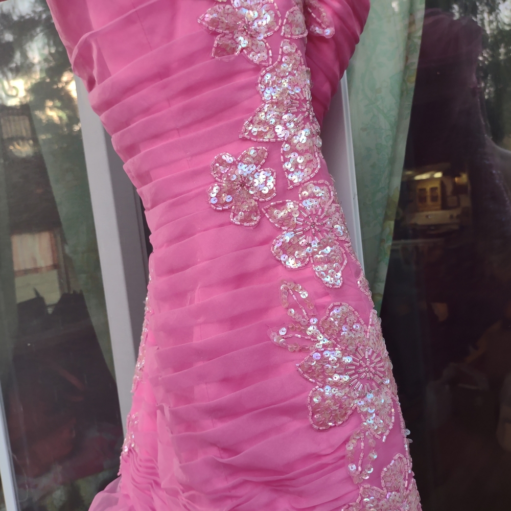 Pink Ruffled Ball Gown - Picture 3 of 10
